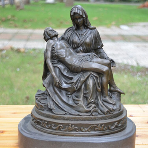 27CM Large 2019 home LIVING ROOM TOP Decor ART the Madonna Virgin Mary mother Jesus Christ bronze statue sculpture Ornament
