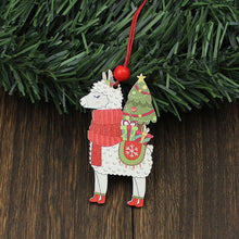 Load image into Gallery viewer, HUADODO 3Pcs Wooden Alpaca Christmas Pendants Ornaments Xmas Tree Hanging Decoration for home New year Decor kids toys