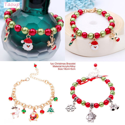 Taoup Metallic Santa Claus Christmas Bracelet Pendans Drop Ornaments Christmas Ornaments Xmas Decor for Home Navidad Noel Year