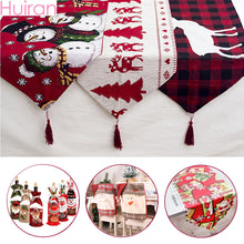 Load image into Gallery viewer, Huiran Linen Christmas Elk Snowman Table Runner Merry Christmas Decorations For Home 2019 Xmas Ornaments New Year 2020 Navidad