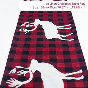 Huiran Linen Christmas Elk Snowman Table Runner Merry Christmas Decorations For Home 2019 Xmas Ornaments New Year 2020 Navidad