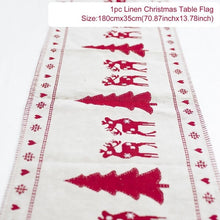 Load image into Gallery viewer, Huiran Linen Christmas Elk Snowman Table Runner Merry Christmas Decorations For Home 2019 Xmas Ornaments New Year 2020 Navidad