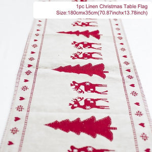 Huiran Linen Christmas Elk Snowman Table Runner Merry Christmas Decorations For Home 2019 Xmas Ornaments New Year 2020 Navidad