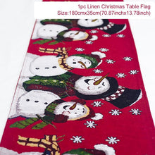Load image into Gallery viewer, Huiran Linen Christmas Elk Snowman Table Runner Merry Christmas Decorations For Home 2019 Xmas Ornaments New Year 2020 Navidad