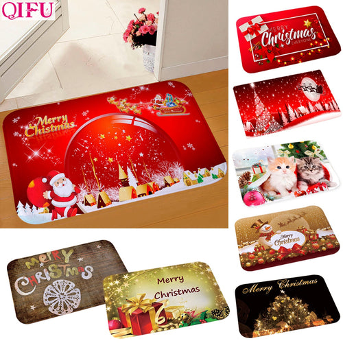 QIFU Santa Claus Christmas Flannel Carpet Merry Christmas Decoration for Home Christmas 2019 Gift Xmas Decor Kerst New Year 2020