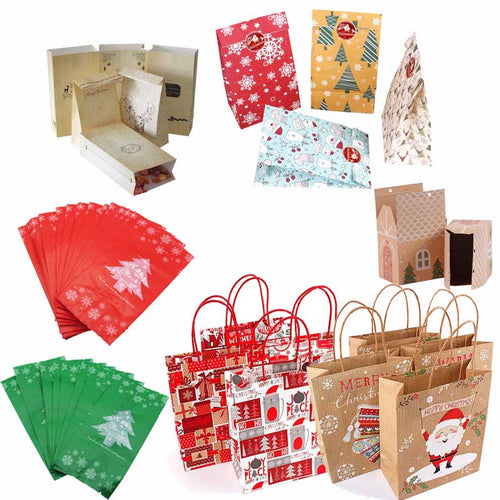 Christmas Paper Gift Box Bags Navidad Christmas Decorations for Home Natal Candy Plastic Bag Kerst New Year Supplies Noel