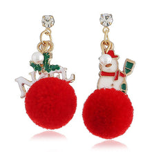 Load image into Gallery viewer, Brand New Year Gift Santa Claus Plum Deer White Velvet Ball Red Crystal Drop Earring Pendant Long Earrings For Christmas HR