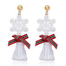 Load image into Gallery viewer, Brand New Year Gift Santa Claus Plum Deer White Velvet Ball Red Crystal Drop Earring Pendant Long Earrings For Christmas HR