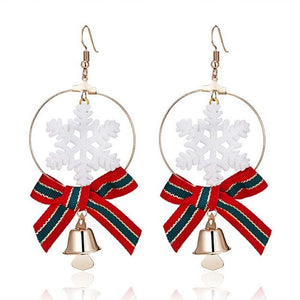 Brand New Year Gift Santa Claus Plum Deer White Velvet Ball Red Crystal Drop Earring Pendant Long Earrings For Christmas HR