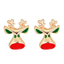 Load image into Gallery viewer, Brand New Year Gift Santa Claus Plum Deer White Velvet Ball Red Crystal Drop Earring Pendant Long Earrings For Christmas HR