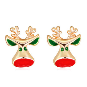 Brand New Year Gift Santa Claus Plum Deer White Velvet Ball Red Crystal Drop Earring Pendant Long Earrings For Christmas HR