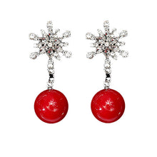 Load image into Gallery viewer, Brand New Year Gift Santa Claus Plum Deer White Velvet Ball Red Crystal Drop Earring Pendant Long Earrings For Christmas HR