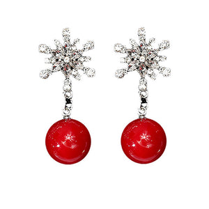 Brand New Year Gift Santa Claus Plum Deer White Velvet Ball Red Crystal Drop Earring Pendant Long Earrings For Christmas HR