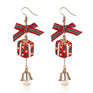 Brand New Year Gift Santa Claus Plum Deer White Velvet Ball Red Crystal Drop Earring Pendant Long Earrings For Christmas HR