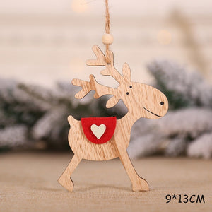 2020 New Year Natural Xmas Elk Wood Craft Christmas Tree Ornament Noel Christmas Decoration for Home Wooden Pendant Navidad Gift