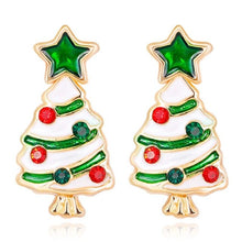 Load image into Gallery viewer, Brand New Year Gift Santa Claus Plum Deer White Velvet Ball Red Crystal Drop Earring Pendant Long Earrings For Christmas HR