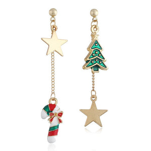 Brand New Year Gift Santa Claus Plum Deer White Velvet Ball Red Crystal Drop Earring Pendant Long Earrings For Christmas HR