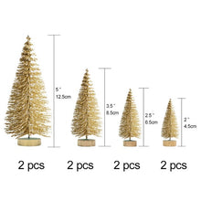 Load image into Gallery viewer, OurWarm 8pcs Small DIY Christmas Tree Fake Pine Tree Mini Sisal Bottle Brush Christmas Tree Santa Snow Frost Village House