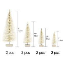 Load image into Gallery viewer, OurWarm 8pcs Small DIY Christmas Tree Fake Pine Tree Mini Sisal Bottle Brush Christmas Tree Santa Snow Frost Village House