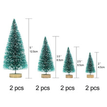 Load image into Gallery viewer, OurWarm 8pcs Small DIY Christmas Tree Fake Pine Tree Mini Sisal Bottle Brush Christmas Tree Santa Snow Frost Village House