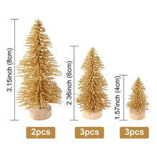 Load image into Gallery viewer, OurWarm 8pcs Small DIY Christmas Tree Fake Pine Tree Mini Sisal Bottle Brush Christmas Tree Santa Snow Frost Village House