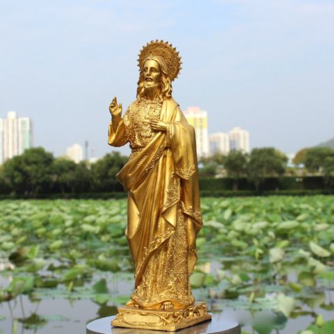 Jesus Statue Special Free Shipping Resin Crafts Golden Jesus Sacred Heart Decoration God Christian Gift Creative Home Decor