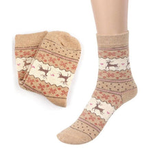 Load image into Gallery viewer, Christmas Deer Moose Design Casual Warm Winter Knit Wool Female Socks Christmas Decoration Supplies MR0022