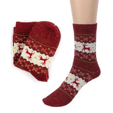 Load image into Gallery viewer, Christmas Deer Moose Design Casual Warm Winter Knit Wool Female Socks Christmas Decoration Supplies MR0022