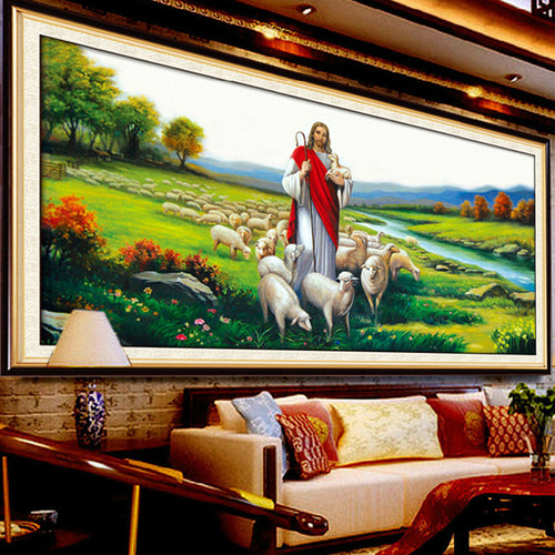 silk threads Cross stitch Jesus Shepherd Christian religion cross-stitching kits embroidery DIY wall art painting decoration new