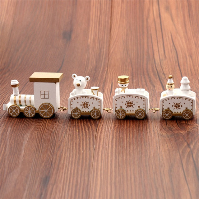 New Christmas Train Painted Wood Christmas Decoration for Home with Santa/bear Xmas kid toys gift ornament navidad new year Gift