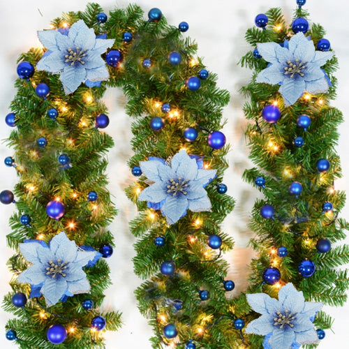 5PCS/Lot Christmas Garland 13cm Glitter DIY New Xmas Trees Ornament Wedding Decor Hot Sale Hanging Artificial Flower