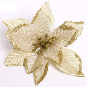 5PCS/Lot Christmas Garland 13cm Glitter DIY New Xmas Trees Ornament Wedding Decor Hot Sale Hanging Artificial Flower