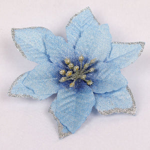 5PCS/Lot Christmas Garland 13cm Glitter DIY New Xmas Trees Ornament Wedding Decor Hot Sale Hanging Artificial Flower