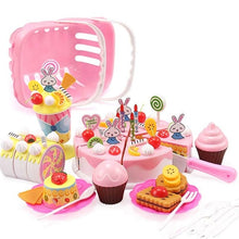 Load image into Gallery viewer, 110 Pcs Girls Birthday Cake Set DIY Pretend Play Miniature cookies Food Utensils Cutting Kitchen Toy For Kids Christmas Gifts