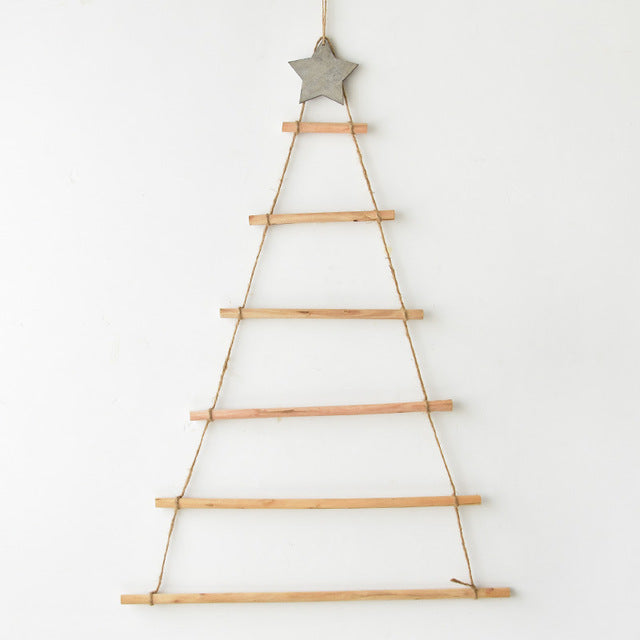 Christmas Nordic Style Artificial Fake Tree Wooden Tree Wall Hanging Ornaments New Year Nursery Kids Room Decor For Home Navidad