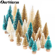 Load image into Gallery viewer, OurWarm 8pcs Small DIY Christmas Tree Fake Pine Tree Mini Sisal Bottle Brush Christmas Tree Santa Snow Frost Village House